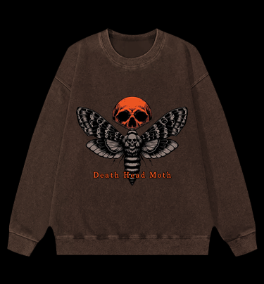 Death Head Moth Charade Vintage Washed 100% Cotton Sweatshirt