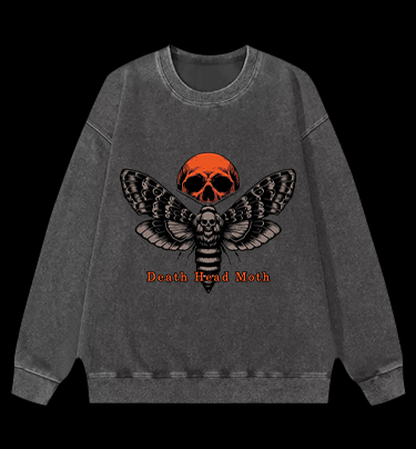 Death Head Moth Charade Vintage Washed 100% Cotton Sweatshirt