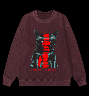 Split Cat Syndrome Vintage Washed 100% Cotton Sweatshirt