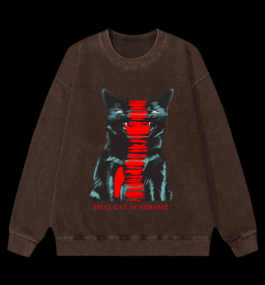 Split Cat Syndrome Vintage Washed 100% Cotton Sweatshirt