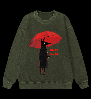Stay Dry, Stay Wolf Vintage Washed 100% Cotton Sweatshirt