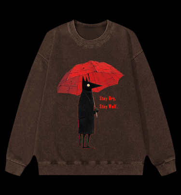 Stay Dry, Stay Wolf Vintage Washed 100% Cotton Sweatshirt