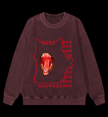 Meowgeddon Cat Vintage Washed 100% Cotton Sweatshirt