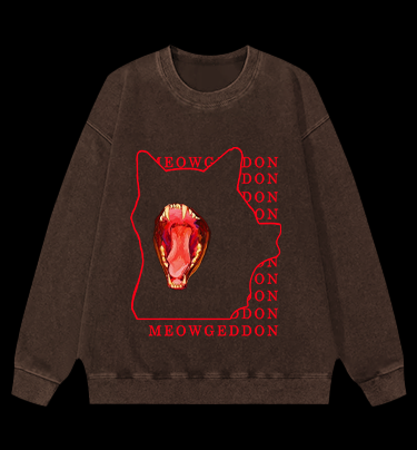 Meowgeddon Cat Vintage Washed 100% Cotton Sweatshirt