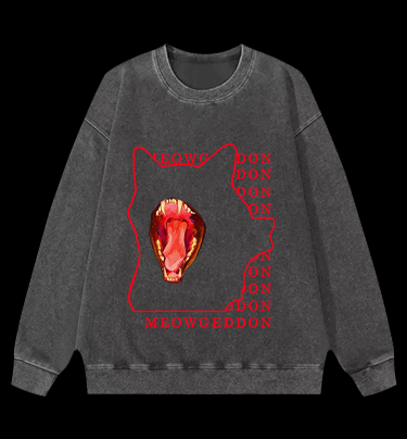 Meowgeddon Cat Vintage Washed 100% Cotton Sweatshirt
