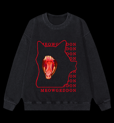 Meowgeddon Cat Vintage Washed 100% Cotton Sweatshirt