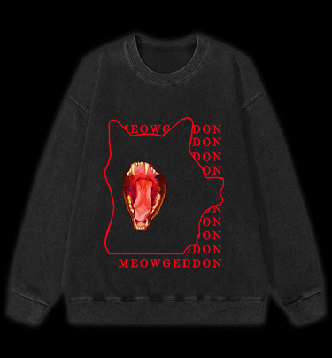 Meowgeddon Cat Vintage Washed 100% Cotton Sweatshirt
