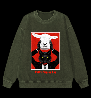 Wolf's Cosplay Day Vintage Washed 100% Cotton Sweatshirt
