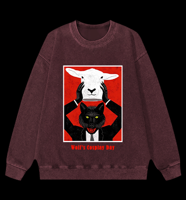 Wolf's Cosplay Day Vintage Washed 100% Cotton Sweatshirt