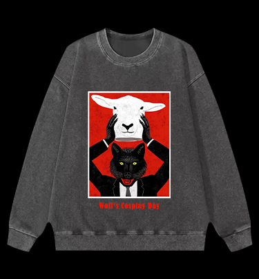 Wolf's Cosplay Day Vintage Washed 100% Cotton Sweatshirt