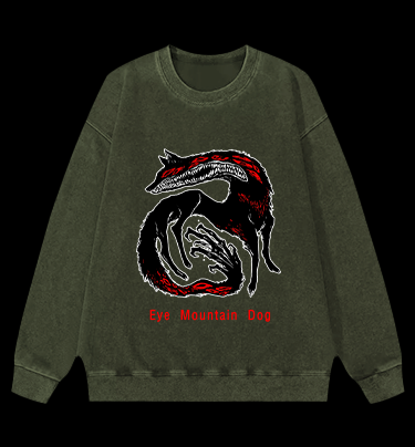 Eye Mountain Dog Vintage Washed 100% Cotton Sweatshirt