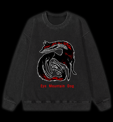 Eye Mountain Dog Vintage Washed 100% Cotton Sweatshirt