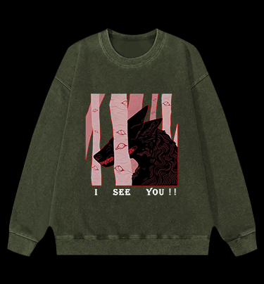 Mystery Dog in the Eye - Tree Forest Vintage Washed 100% Cotton Sweatshirt