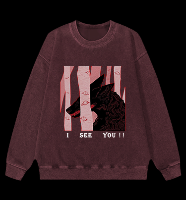 Mystery Dog in the Eye - Tree Forest Vintage Washed 100% Cotton Sweatshirt