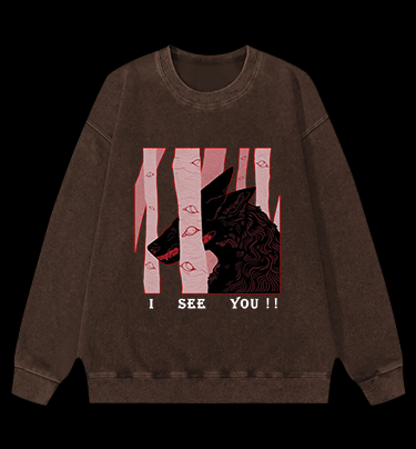 Mystery Dog in the Eye - Tree Forest Vintage Washed 100% Cotton Sweatshirt