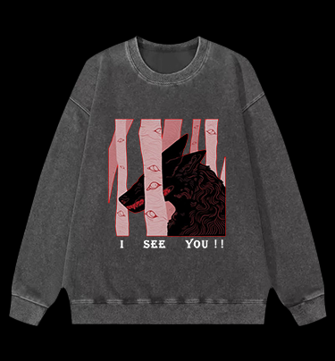 Mystery Dog in the Eye - Tree Forest Vintage Washed 100% Cotton Sweatshirt