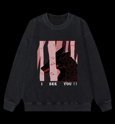 Mystery Dog in the Eye - Tree Forest Vintage Washed 100% Cotton Sweatshirt