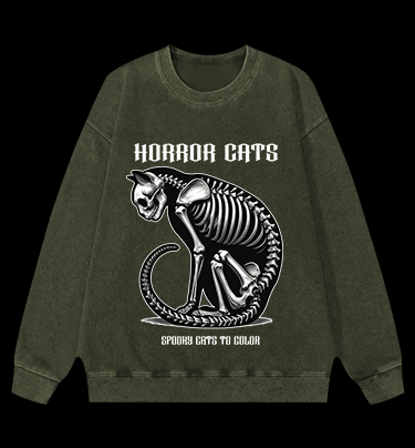HORROR CATS Vintage Washed 100% Cotton Sweatshirt