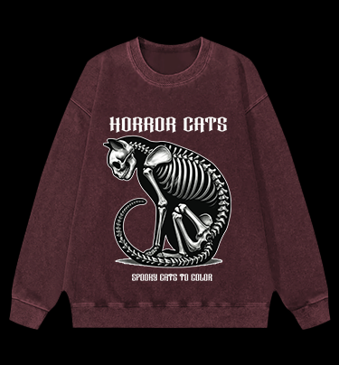 HORROR CATS Vintage Washed 100% Cotton Sweatshirt