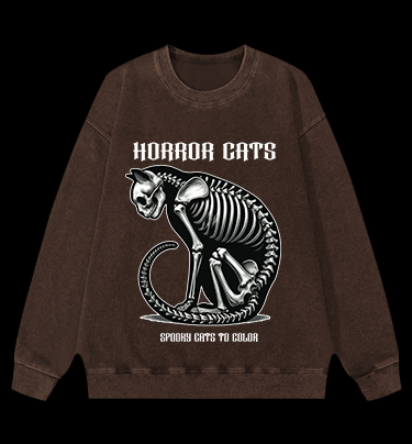 HORROR CATS Vintage Washed 100% Cotton Sweatshirt