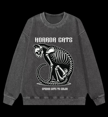 HORROR CATS Vintage Washed 100% Cotton Sweatshirt