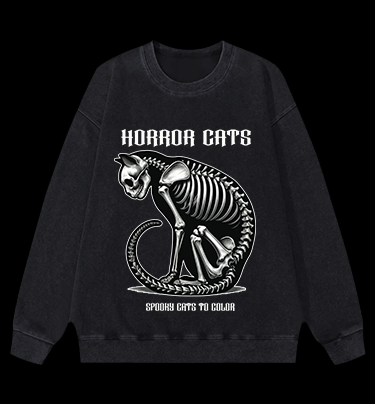 HORROR CATS Vintage Washed 100% Cotton Sweatshirt