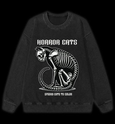 HORROR CATS Vintage Washed 100% Cotton Sweatshirt