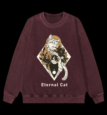 Eternal Cat Vintage Washed 100% Cotton Sweatshirt