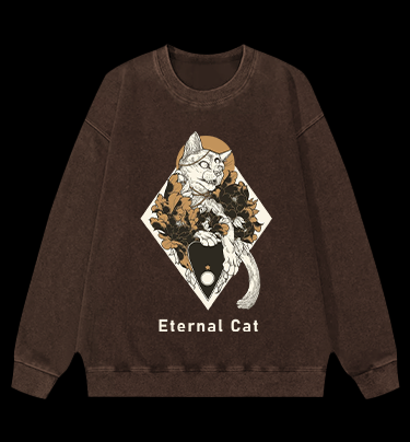 Eternal Cat Vintage Washed 100% Cotton Sweatshirt