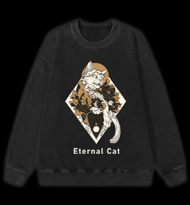 Eternal Cat Vintage Washed 100% Cotton Sweatshirt