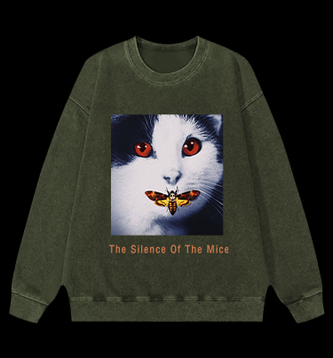 The Silence Of The Mice Cat Vintage Washed 100% Cotton Sweatshirt