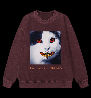The Silence Of The Mice Cat Vintage Washed 100% Cotton Sweatshirt
