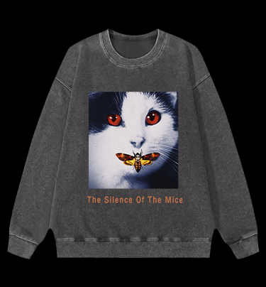 The Silence Of The Mice Cat Vintage Washed 100% Cotton Sweatshirt