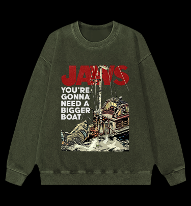 JAWS Shark Vintage Washed 100% Cotton Sweatshirt