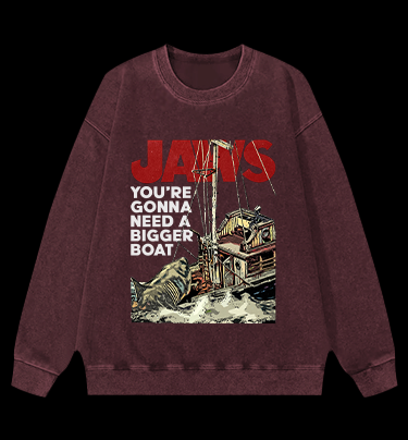 JAWS Shark Vintage Washed 100% Cotton Sweatshirt