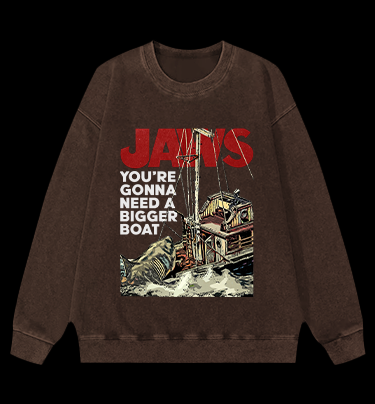 JAWS Shark Vintage Washed 100% Cotton Sweatshirt