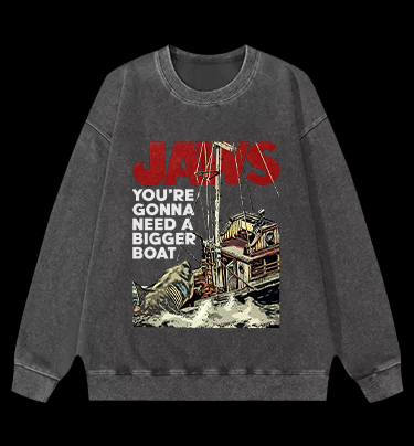 JAWS Shark Vintage Washed 100% Cotton Sweatshirt