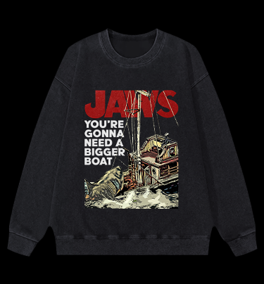 JAWS Shark Vintage Washed 100% Cotton Sweatshirt