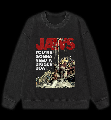 JAWS Shark Vintage Washed 100% Cotton Sweatshirt