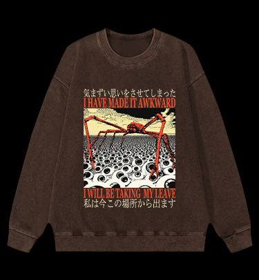 Spider WILL BE TAKING MY LEAVE Vintage Washed 100% Cotton Sweatshirt