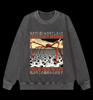 Spider WILL BE TAKING MY LEAVE Vintage Washed 100% Cotton Sweatshirt
