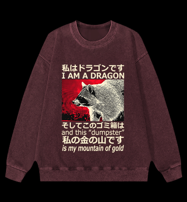 Raccoon and Its Dumpster Treasure Vintage Washed 100% Cotton Sweatshirt