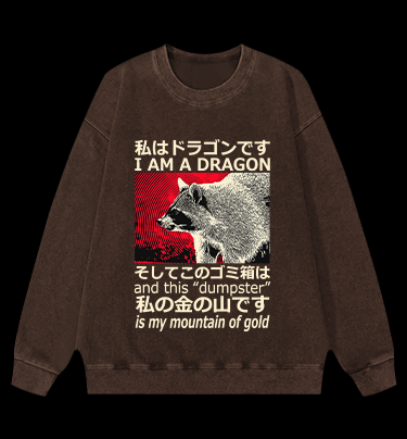 Raccoon and Its Dumpster Treasure Vintage Washed 100% Cotton Sweatshirt