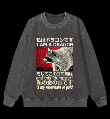 Raccoon and Its Dumpster Treasure Vintage Washed 100% Cotton Sweatshirt