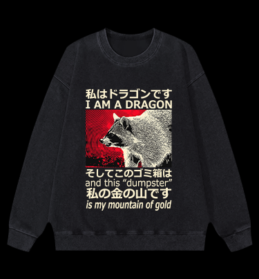 Raccoon and Its Dumpster Treasure Vintage Washed 100% Cotton Sweatshirt
