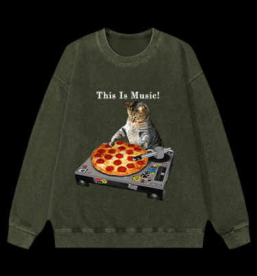 Cat's Music Vintage Washed 100% Cotton Sweatshirt