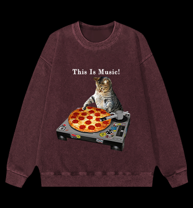 Cat's Music Vintage Washed 100% Cotton Sweatshirt