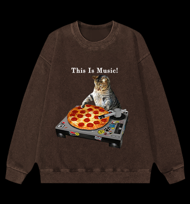 Cat's Music Vintage Washed 100% Cotton Sweatshirt