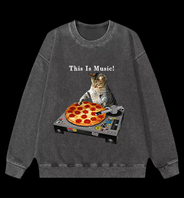 Cat's Music Vintage Washed 100% Cotton Sweatshirt