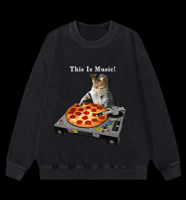Cat's Music Vintage Washed 100% Cotton Sweatshirt